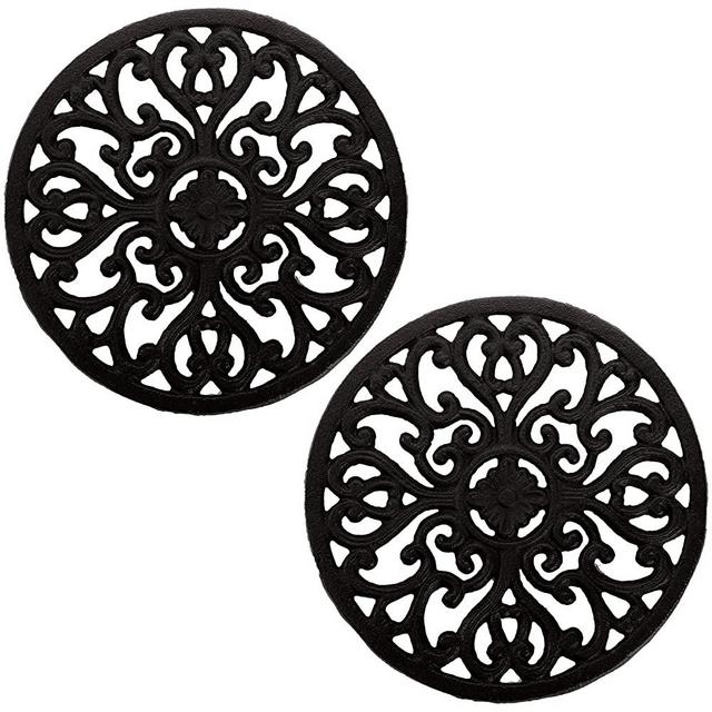 Sumnacon 2Pcs Rectangle Cast Iron Trivet - Heat Resistant Iron Trivet for  Hot Dish Pot Pan Plate Teapot, Rustic Cast Iron Hot Dish Plate Holder for