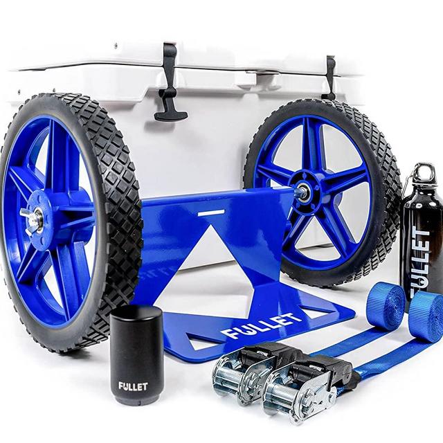 FULLET Cooler Wheel Kit for Yeti & RTIC Cooler Carts - 12 Inch Wheels & Ratchet Straps for Coleman Ice Chest – Universal Heavy Duty RTIC/Igloo Wheel Kit with Cooler Accessories for Camping & Beach