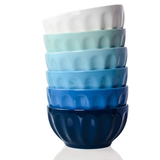 Sweejar Ceramic Fluted Bowl Set, 26 oz for Cereal, Salad, Pasta, Soup, Dishwasher Microwave Safe - set of 6