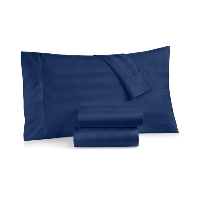 Charter Club 1.5" Stripe 550 Thread Count 100% Cotton 4-Pc. Sheet Set, King, Exclusively at Macy’s