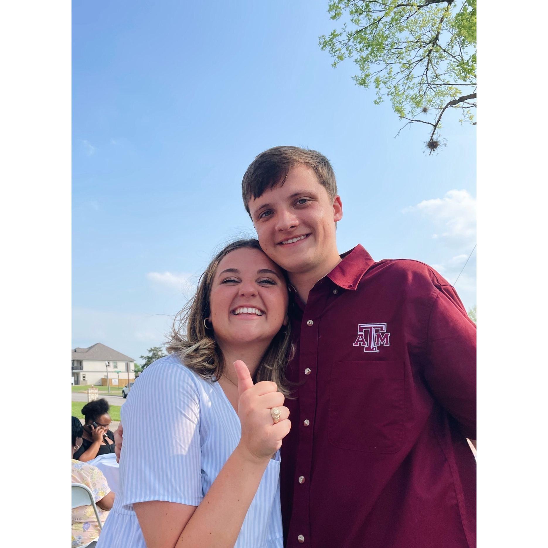 April 2021- Calli got her Aggie ring and Grayson met her family!