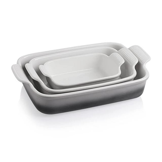 SWEEJAR Porcelain Bakeware Set for Cooking, Ceramic Rectangular Baking Dish Lasagna Pans for Casserole Dish, Cake Dinner, Kitchen, Banquet and Daily Use, 13 x 9.8 inch(Gradient Gray)
