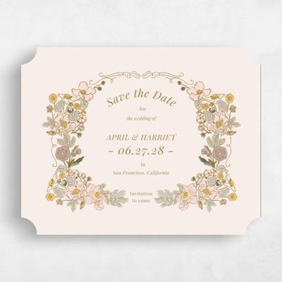 Beige Ticket Wedding Save the Date - Pomeroy Landscape