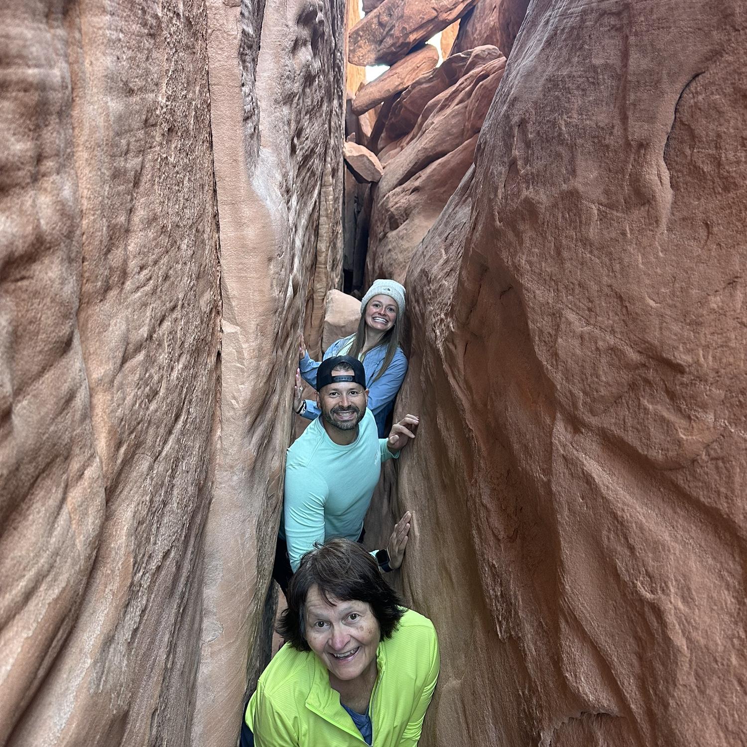 Slot canyons in Arches NP on a memorable trip with Linda!