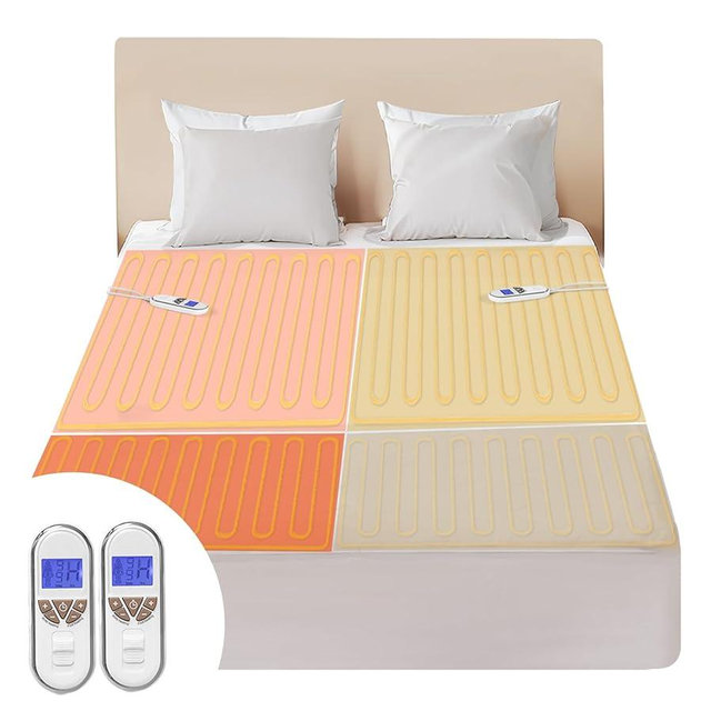 Bwarm Premium Multi-Zone Electric Heated Mattress Pad King Size, 78" x 80", Dual Controllers, 9 Heat Settings, 1-12 Hours Auto Off, Individual Body and Feet Settings, Machine Washable