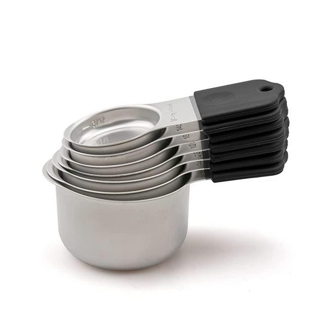 18/8 304 stainless steel Magnetic measuring cups liquid and dry measuring jar set in ml 7 cup(Black)