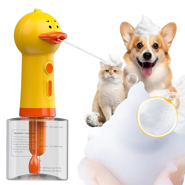 NRYDEPET Electric Dog Cleaning Foam Machine, Automatic Dog Soap Dispenser for Bath, Rechargeable Pet Shampoo Mixing Bottle for Cleaning, IPX7 Waterproof Dog Bath Supplies for Dog Cat Puppy Children
