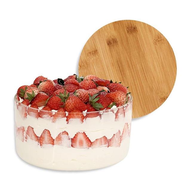 Opexscal 120oz Large Glass Trifle Bowl with Lid, Modern Design Clear Glass Round Dessert Centerpiece Serving Bowl for Laying Ice Cream Cakes, Salad, Fruit, Microwave & Dishwasher Safe