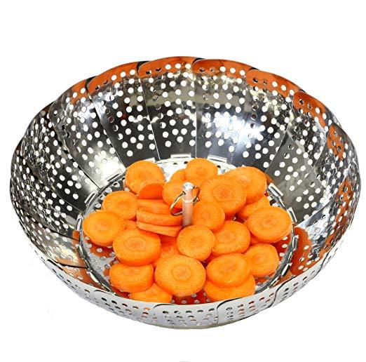 Chef Craft 100% Stainless Steel Steamer Basket, 6-Inch Expands to 9.5-Inch
