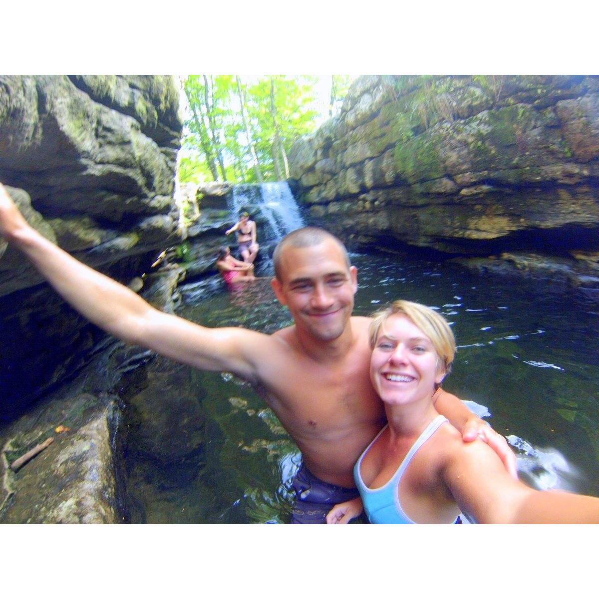 After a long hike, getting a little off the trail and stung by several wasps, a dip in this cold mountain stream was just the ticket!