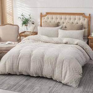 PURE ERA Jersey Knit Duvet Cover Set, Grey & White Stripe, Queen