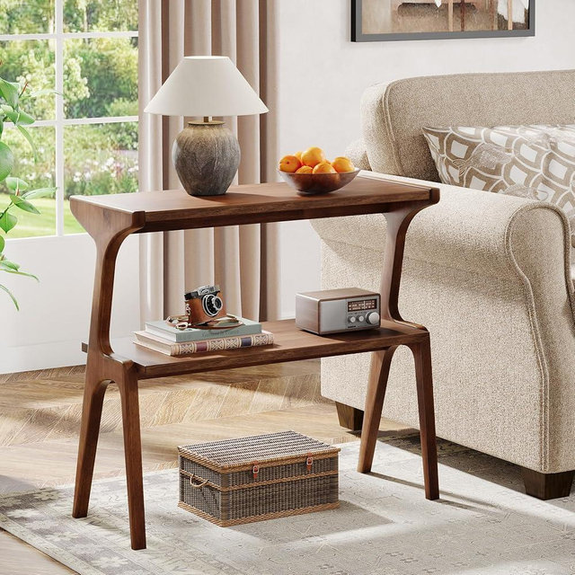 Tribesigns Wood End Table, Rustic Couch Side Table, Farmhouse Narrow Bedside Table for Bedroom, Living Room, Small Spaces, Easy Assembly, Rustic Brown