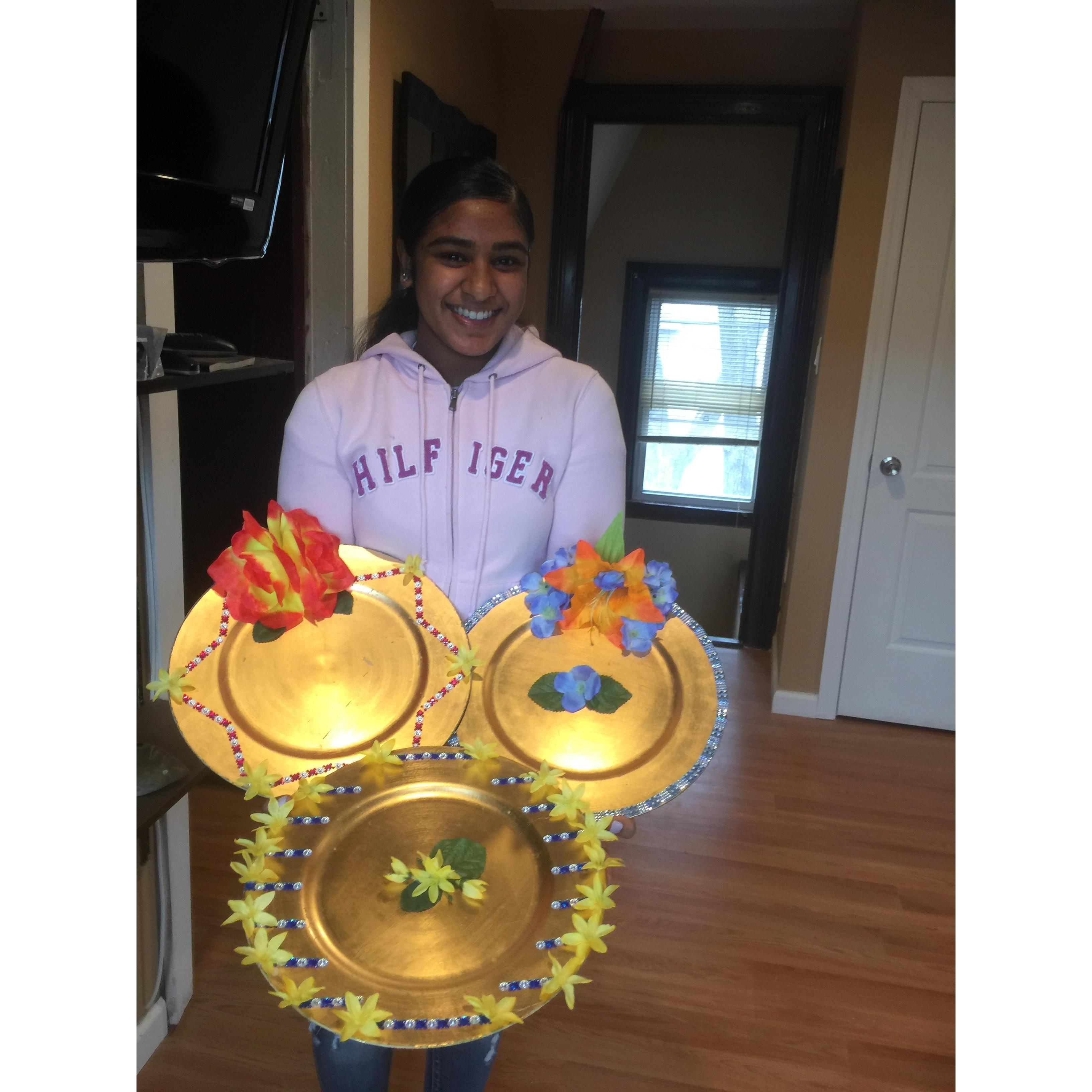 Melissa getting ready for mendhi night.