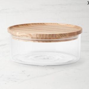 Hold Everything Stackable Glass Canister, Small, Ashwood