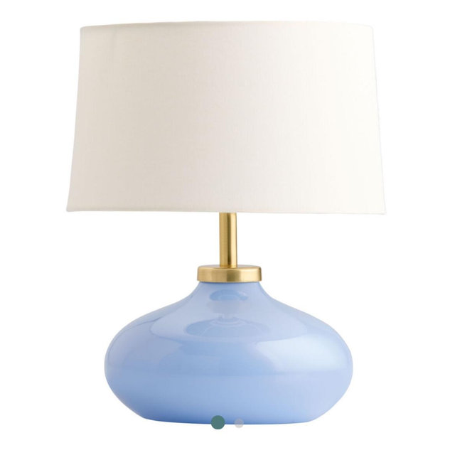 Round Milky Handblown Glass Accent Lamp - World Market
