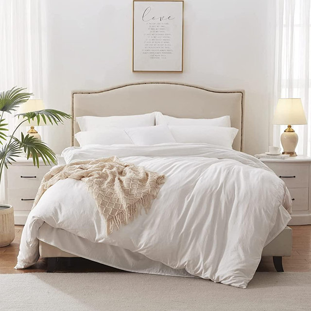 White Duvet Cover King Size - Washed Duvet Cover, Soft King Duvet Cover Set 3 Pieces with Zipper Closure, 1 Duvet Cover 104x90 inches and 2 Pillow Shams