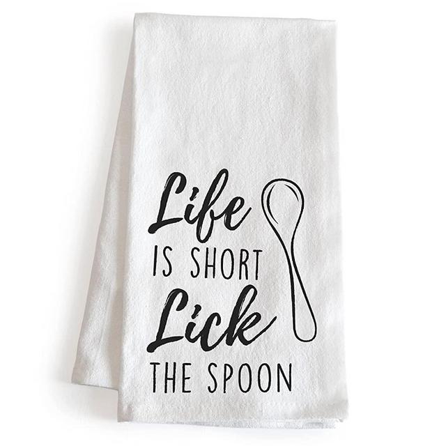 Life is Short Lick The Spoon Towel 18x24 Inch, Funny Kitchen Towel Saying, Kitchen Funny Dish Towel, Funny Saying Kitchen Towel Funny, Funny Dish Towel Saying, Funny Tea Towel, Funny Hand Towel