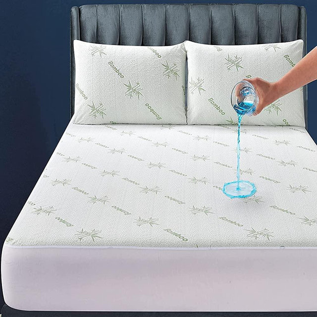 Waterproof Cooling Bamboo Mattress Protector Queen 60x80 Cooling Breathable Ultra Plush Absorbent Extra Deep Fits 8-21Inches Deep Mattress