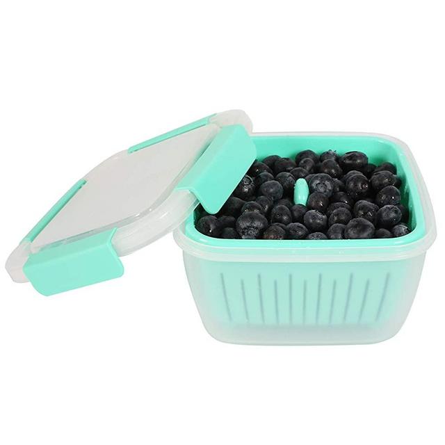 Shopwithgreen Berry Keeper Box Containers, Berry Boxes Keep Fresh Produce Saver Food Storage Containers with Leak-proof Lids - Clear, 50 oz (Green)