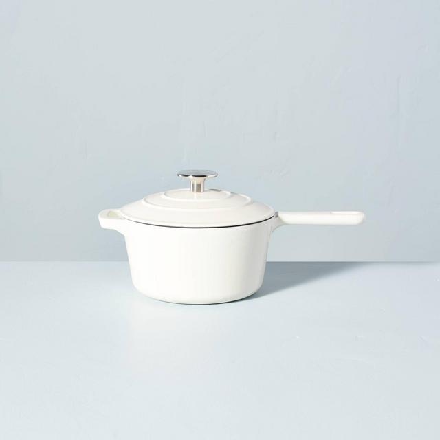 2qt Enameled Cast Iron Saucepan Sour Cream - Hearth & Hand™ with Magnolia