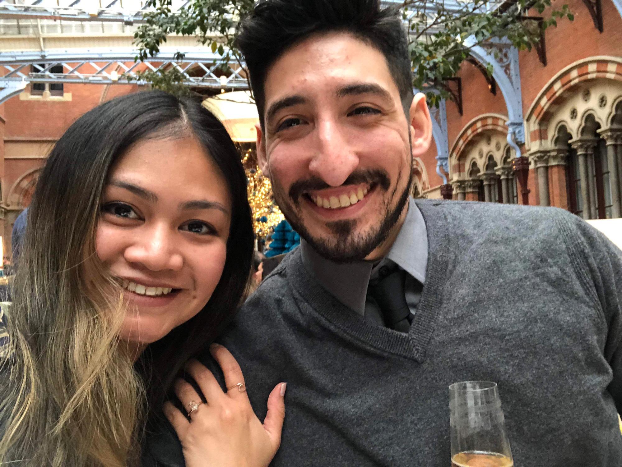 We got engaged during High Tea (tea time is one of our favorite pastimes) in London, England!