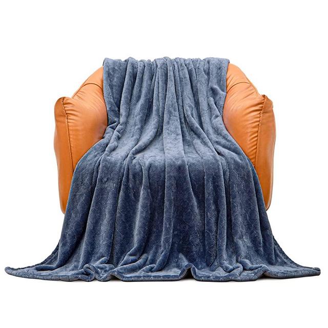 TOONOW Fleece Blanket Super Soft Plush Throw Blanket 50" x 60" Cozy Fuzzy Bed Blankets Geometric Pattern Comfy Microfiber Flannel Blankets for Couch, Bed, Sofa, Navy Blue