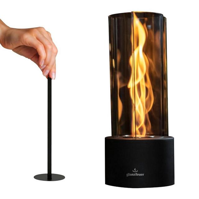 Glanzfeuer Tornado Tabletop Fireplace for Indoor and Outdoor, Balcony & Home Decoration Gift, Alcohol Tabletop Fire Pit for Gatherings - 60+ Min Burn, Premium Ethanol Table top Firepit- (Clear Glass)