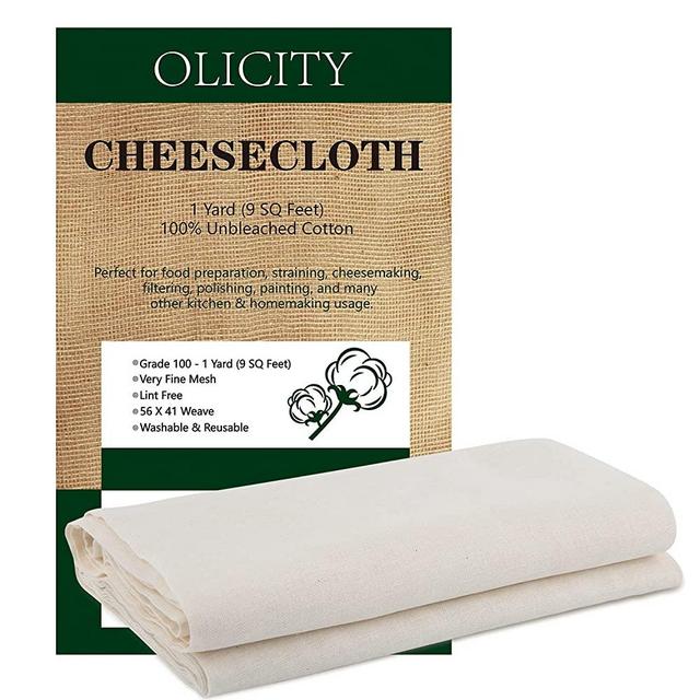 Olicity Cheesecloth, Grade 100, 9 Sq Feet, Reusable Cheese Cloth Ultra Fine Cheese Cloths for Straining, Unbleached Muslin Cloth for Cooking, Turkey and Poultry Basting, Halloween Decorations - 1 Yard