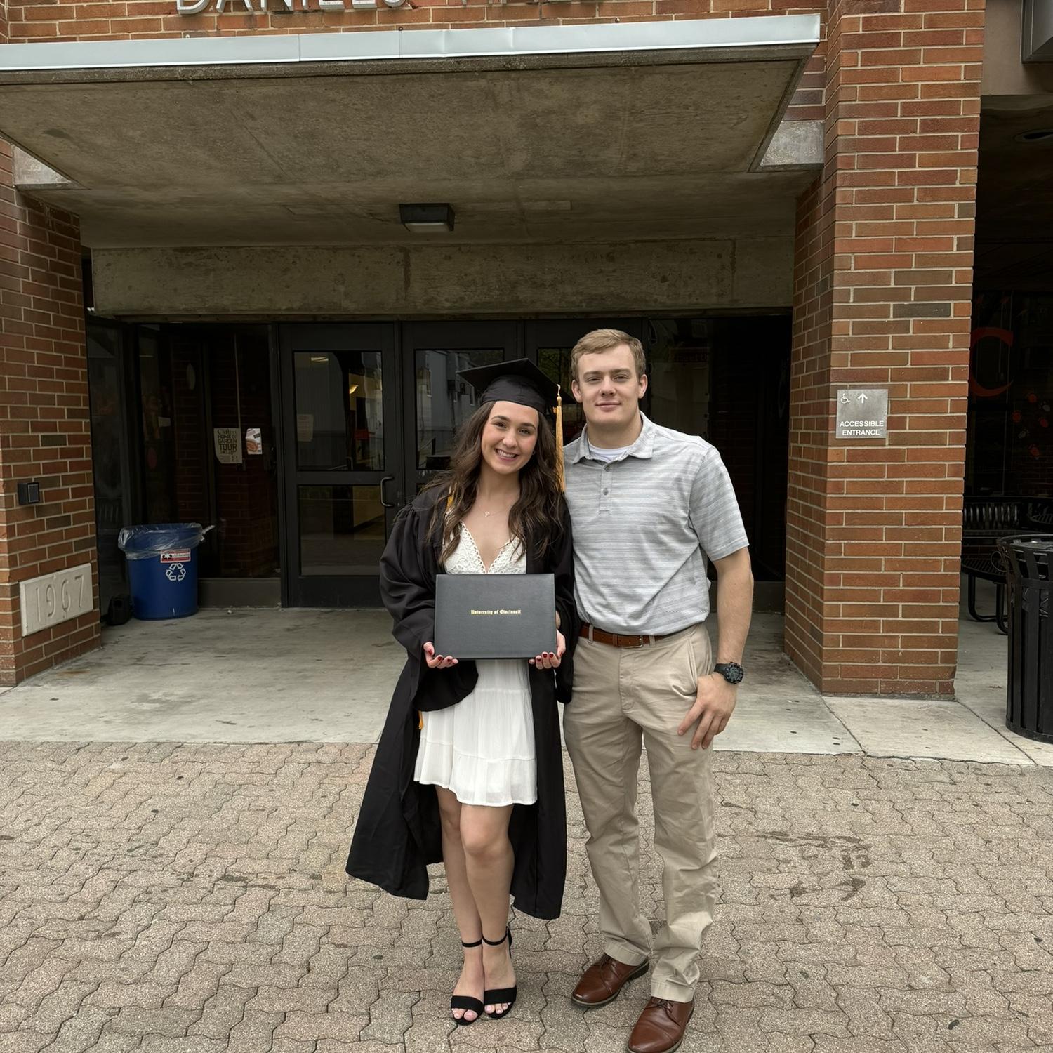 My graduation and a picture in front of Daniels hall. My freshmen year dorm-room and the first place we said I LOVE YOU