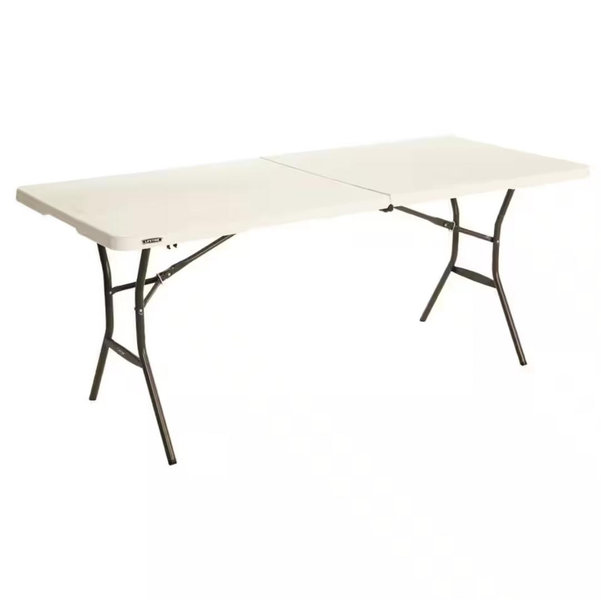 Lifetime 6 ft. White Plastic Fold-In-Half Table (Light Commercial) 280857