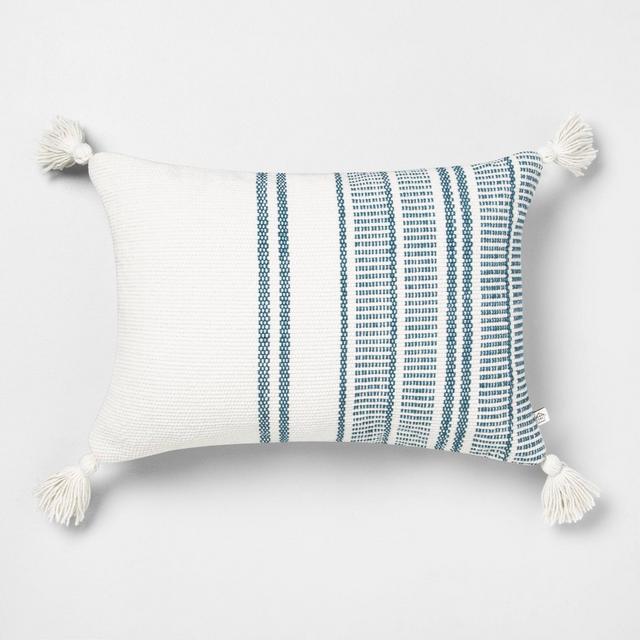 14x20 Stripe Oblong Pillow Blue - Hearth & Hand™ with Magnolia