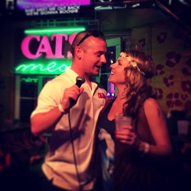 This photo was taken on our first of many New Orleans trips! Also first of many karaoke performances! April 2015