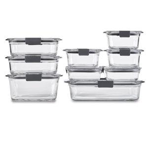 Rubbermaid Brilliance Glass Food Storage Containers, Assorted Sizes, Set of 9, BPA-Free, Leak-Proof, Clear