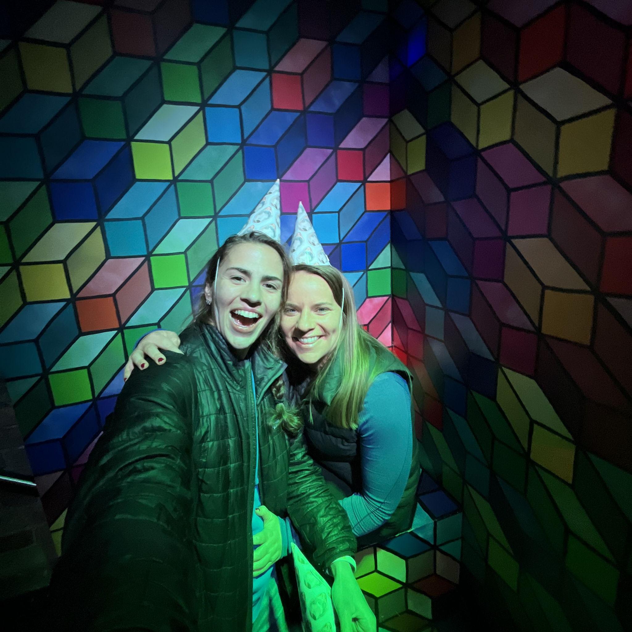 A rare sighting of Lucy & Lena at a bar ;)