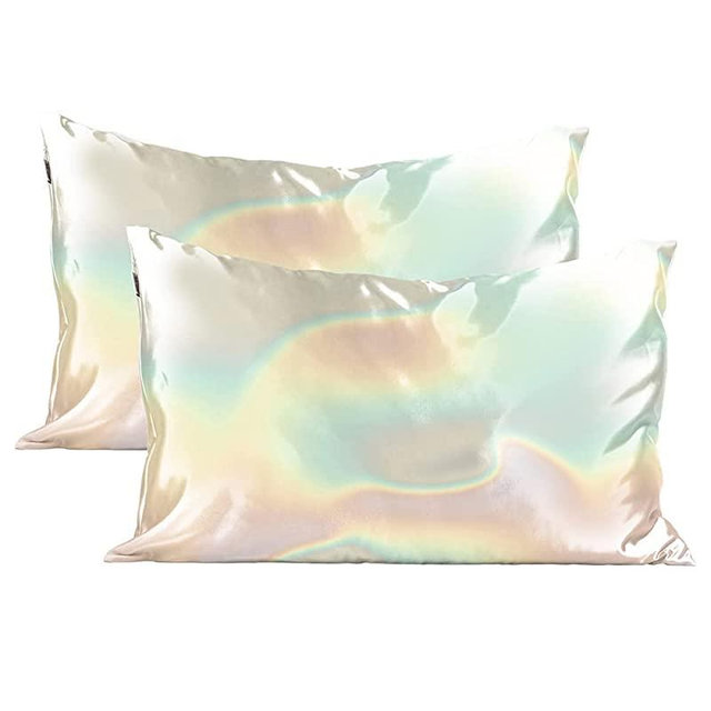 Kitsch Satin Pillowcase for Hair & Skin - Softer Than Silk Pillowcase for Hair and Skin | Cooling Pillowcases with Zipper | Satin Pillow Case Cover | Pillow Cases Standard Queen (Aura, 2 Pack)
