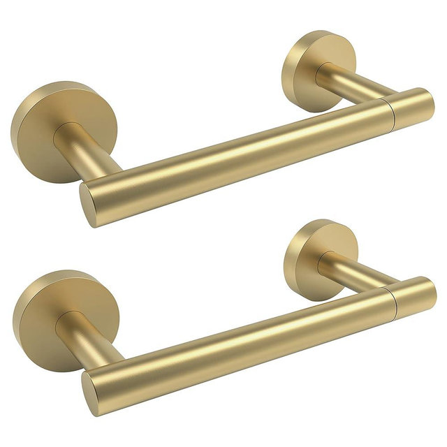 RARXTR Gold 2 Pack Toilet Paper Holder SUS304 Stainless Steel Double Post Pivoting Toilet Paper Roll Holder Wall Mounted Toilet Tissue Holder for Bathroom RV