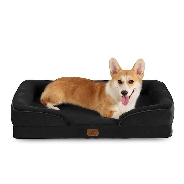 Bedsure Large Orthopedic Dog Bed for Large Dogs - Big Waterproof Dog Bed Large, Foam Sofa with Removable Washable Cover, Waterproof Lining and Nonskid Bottom Couch, Pet Bed, Black