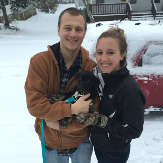 Miranda and Brendan adopted their first dog Rylee senior year at Longwood University.