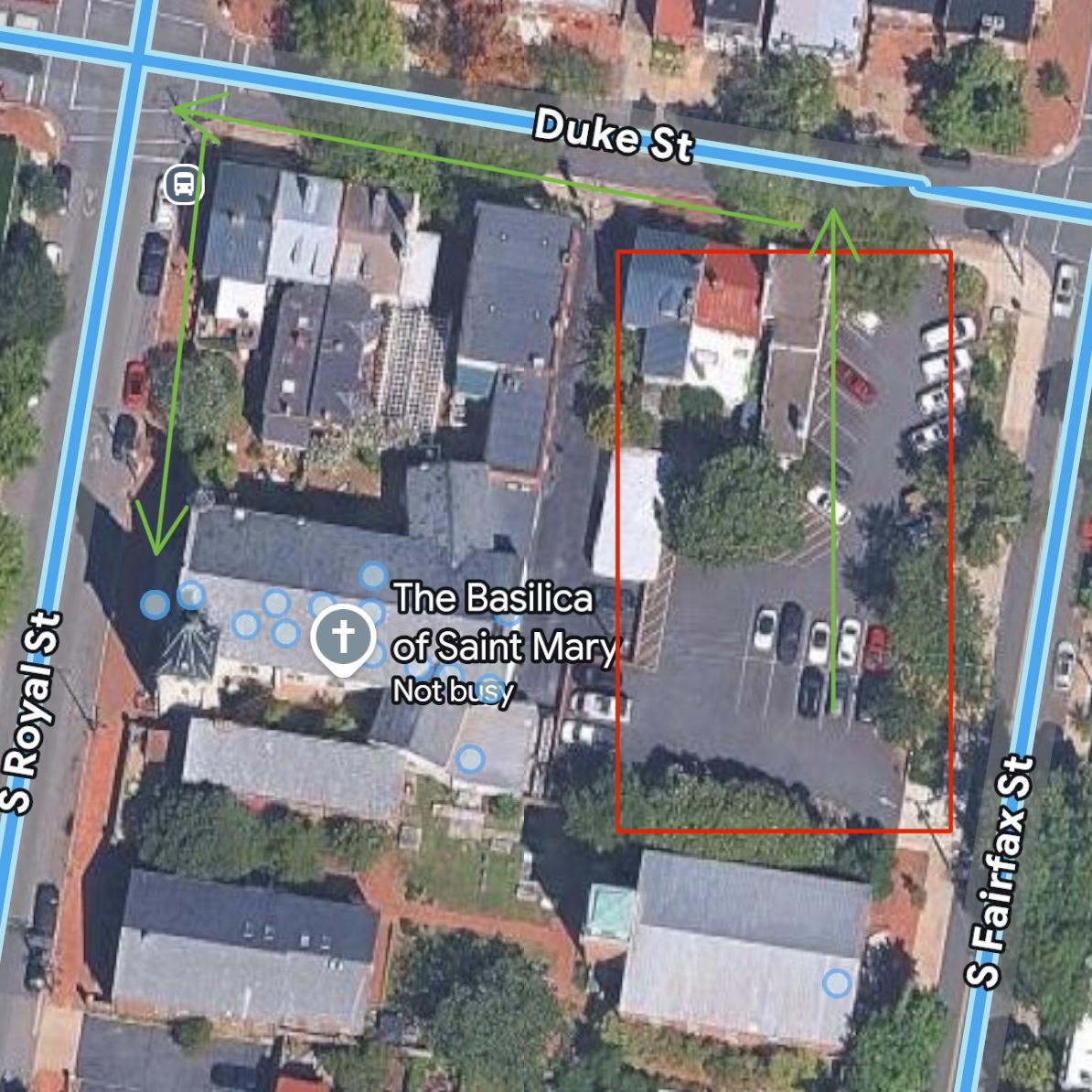 One of three church parking lots.