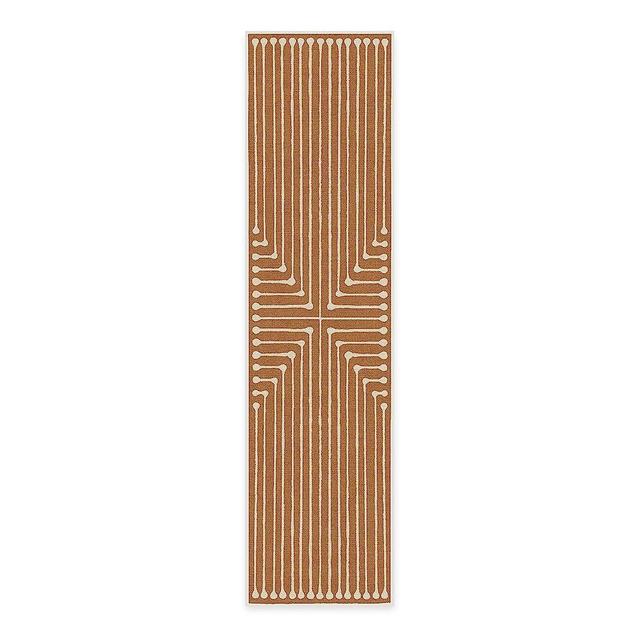RUGGABLE x Jonathan Adler Runner Rug - Perfect Modern Washable Rug for Entryway Hallway Kitchen - Pet & Child Friendly - Stain & Water Resistant - Inkdrop Copper 2.5'x10' (Standard Pad)
