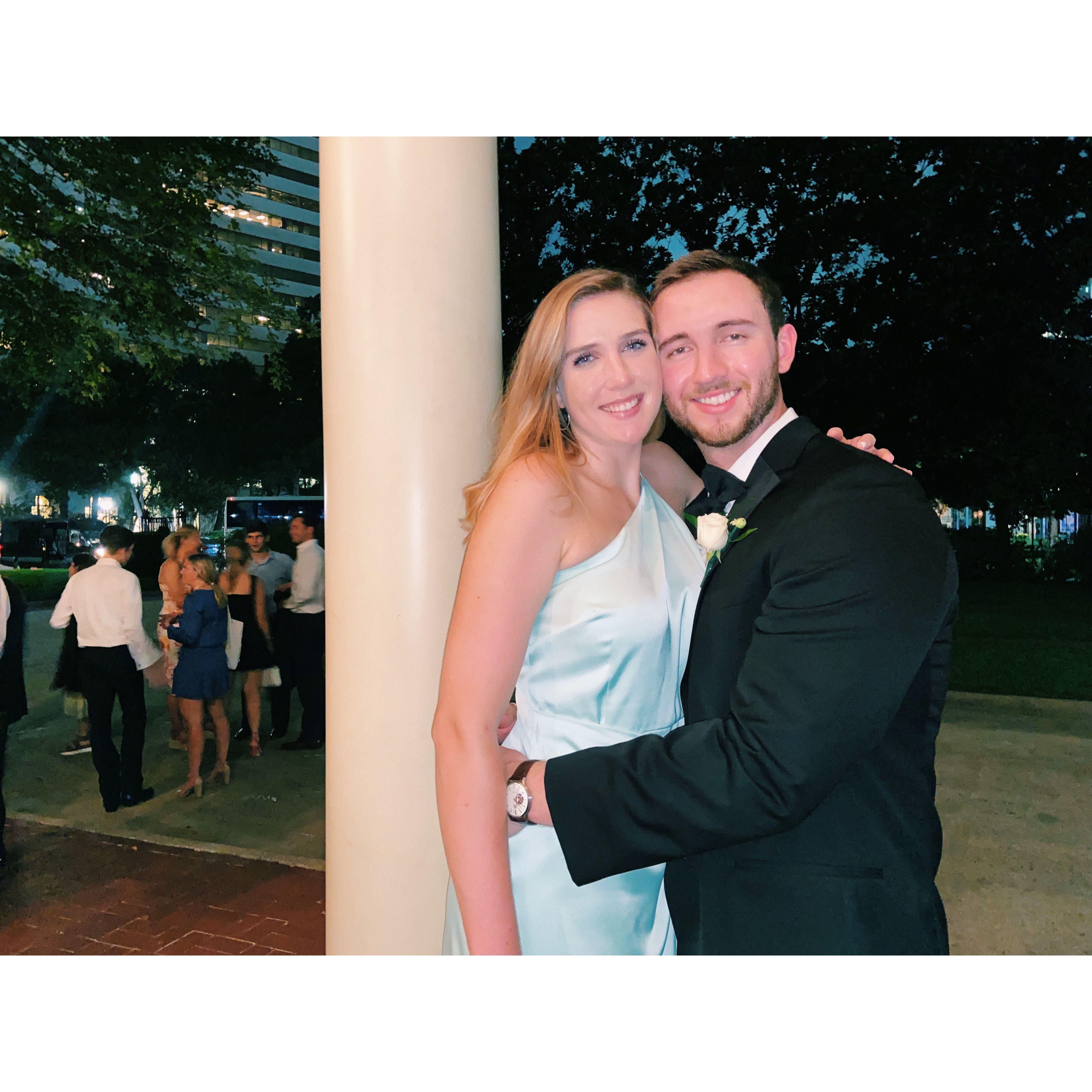 August 2021: Greg and I's first date was a wedding! We met at a mutual friend's birthday party. A week after we met, he asked me to a wedding, and of course, I said yes!