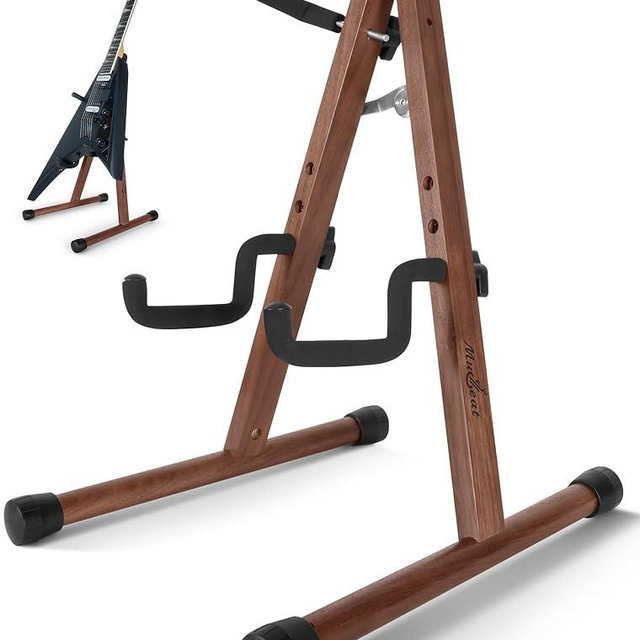 Electric Guitar Stand, Universal A-Frame Bass Stand with Anti-Tip Arm & EVA Pads, Electric Bass Rack Holder Fit Kelly, Rhoads, Firebird, Explorer, Strandberg, or Other Extreme Shape for Studio Stage