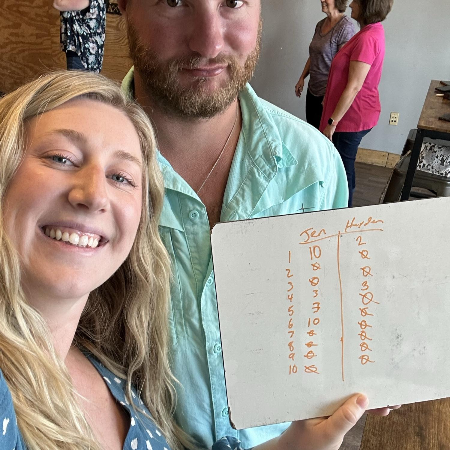 Axe throwing date night. Jenny was the winner :)