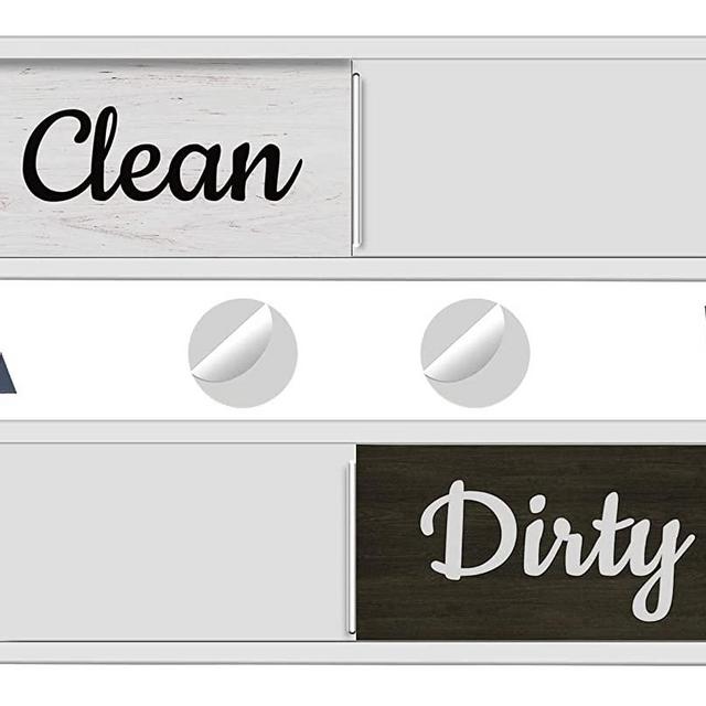 Dishwasher Magnet Clean Dirty Sign, Farmhouse Rustic Wood Design Black and White Non-Scratch/Easy to Read & Slide/Strong Magnet Clean Dirty Magnet for Dishwasher (A-Silver)