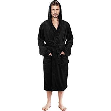 NY Threads Mens Hooded Robe - Plush Long Bathrobes for Men