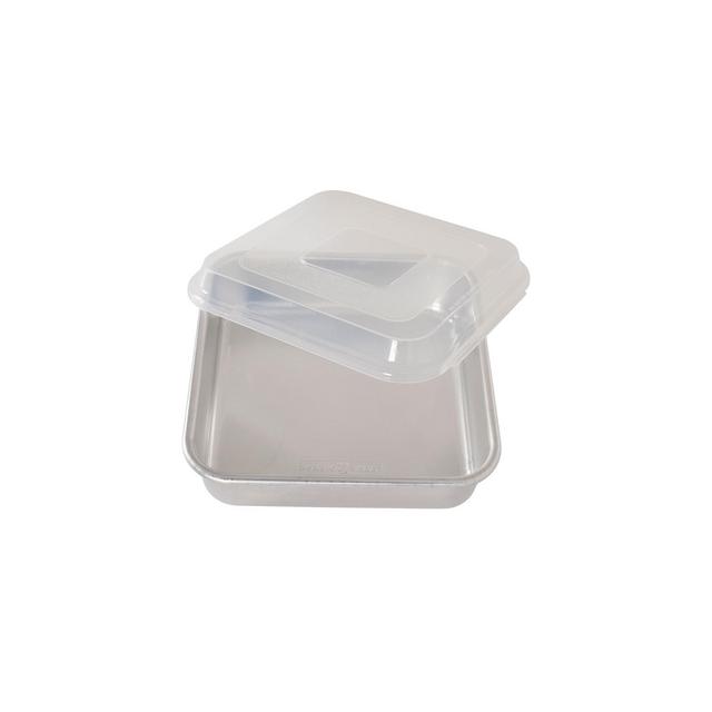 Nordic Ware Natural Aluminum Commercial Square Cake Pan with Lid, 9.88" x 9.88"