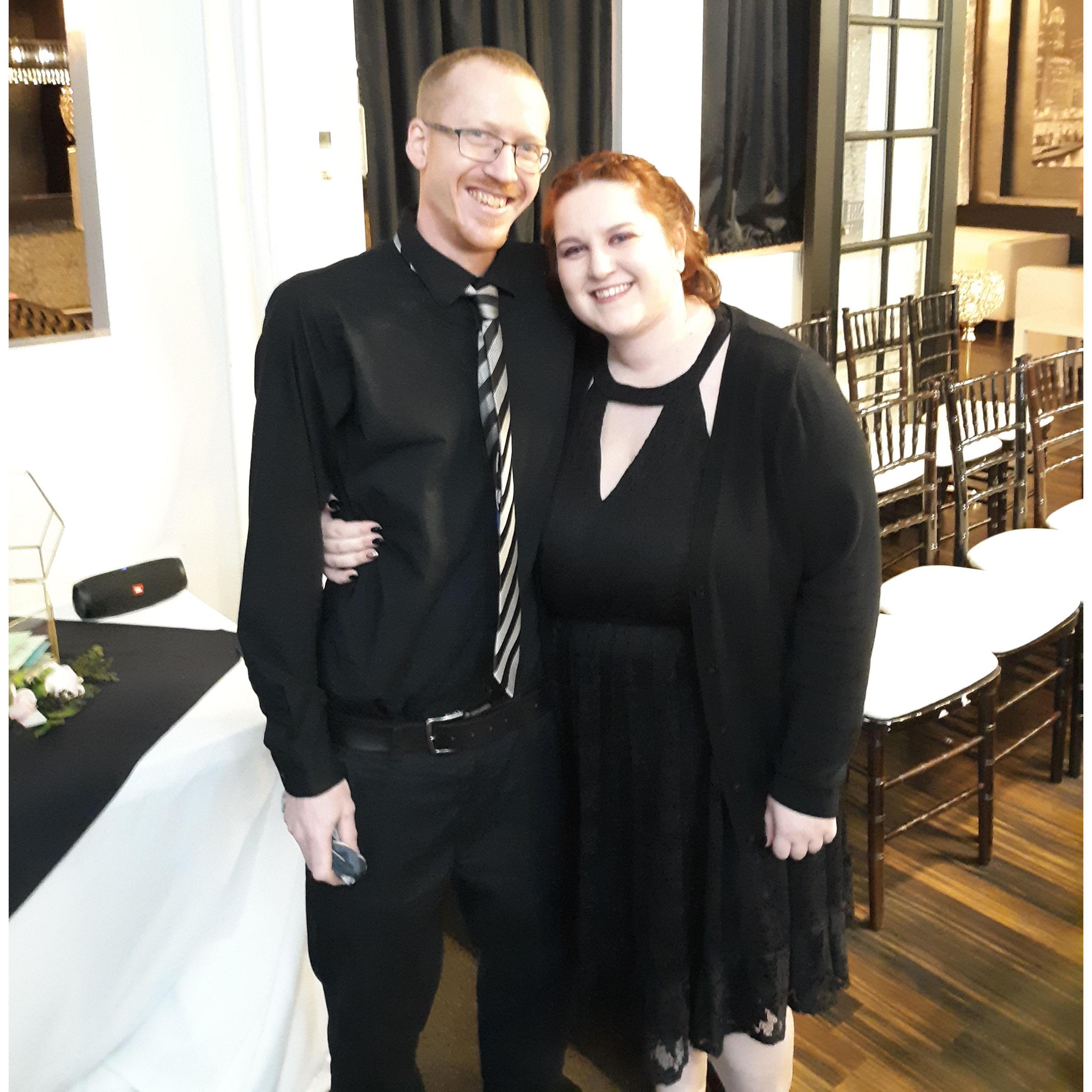 Our first photo together and the first time he met my family at my sister's wedding.