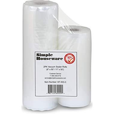 2 Pack - 11" x 50' and 8'' x 50' Vacuum Sealer Rolls Food Storage Saver Commercial Grade Bag for Foodsaver Sous Vide