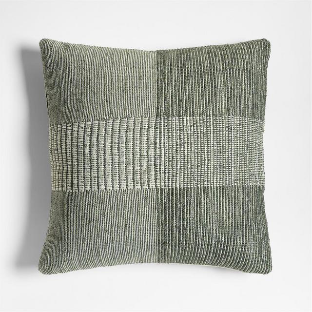 Textured Woven Stripes 20"x20" Juniper Green Indoor/Outdoor Throw Pillow