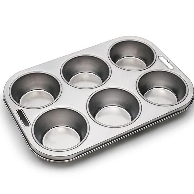 Fox Run 4867 Muffin Pan, 6 Cup, Stainless Steel